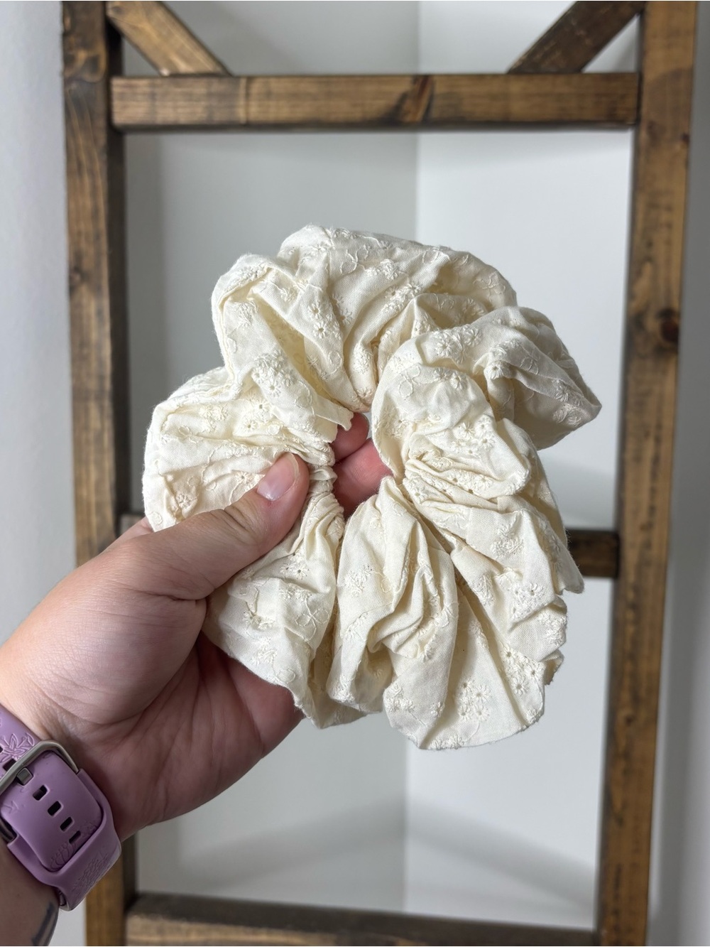Altar’d State Cream Eyelet Fabric Scrunchie